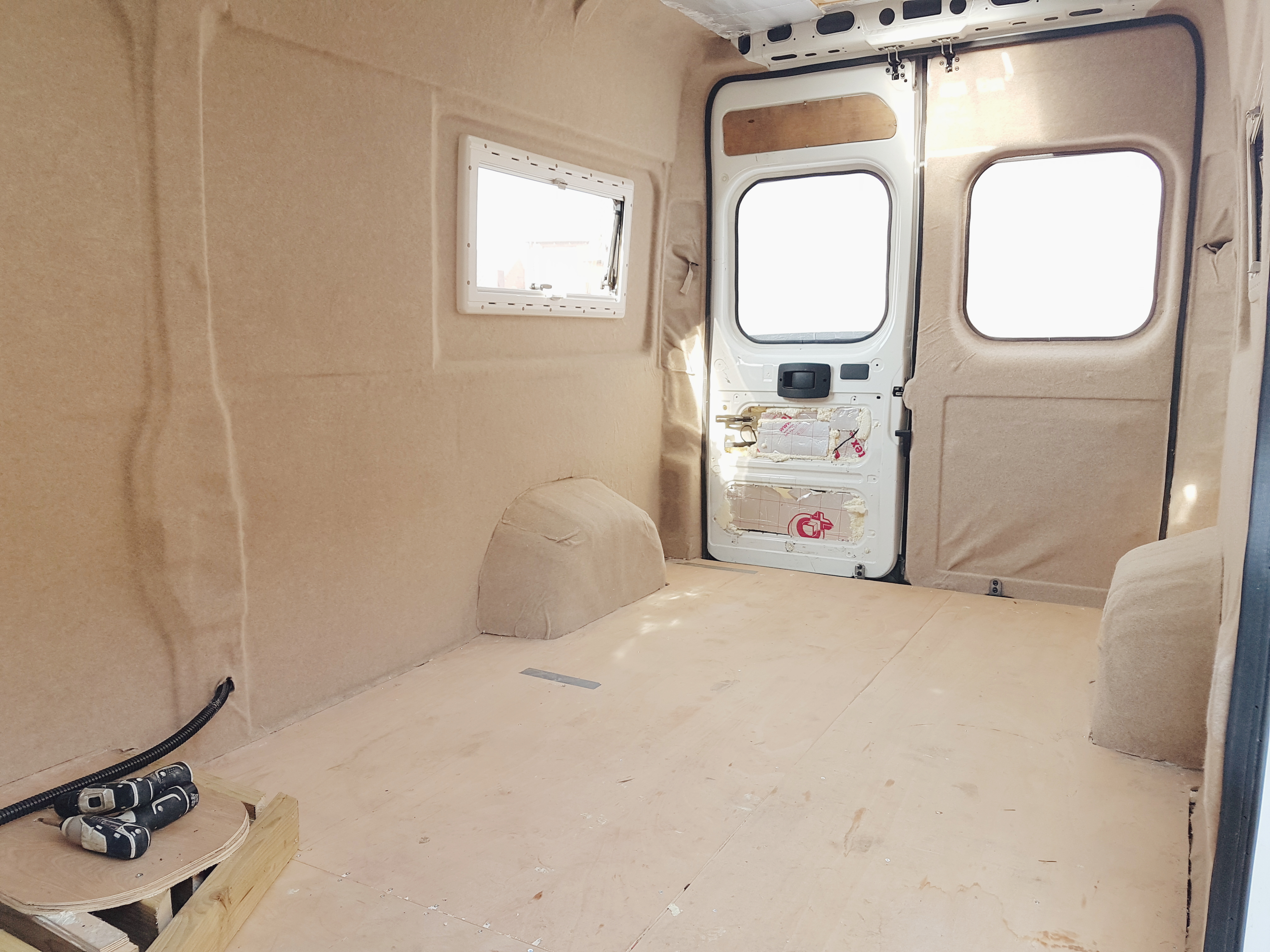 Carpet Lining Van Doors - Campervan Conversion