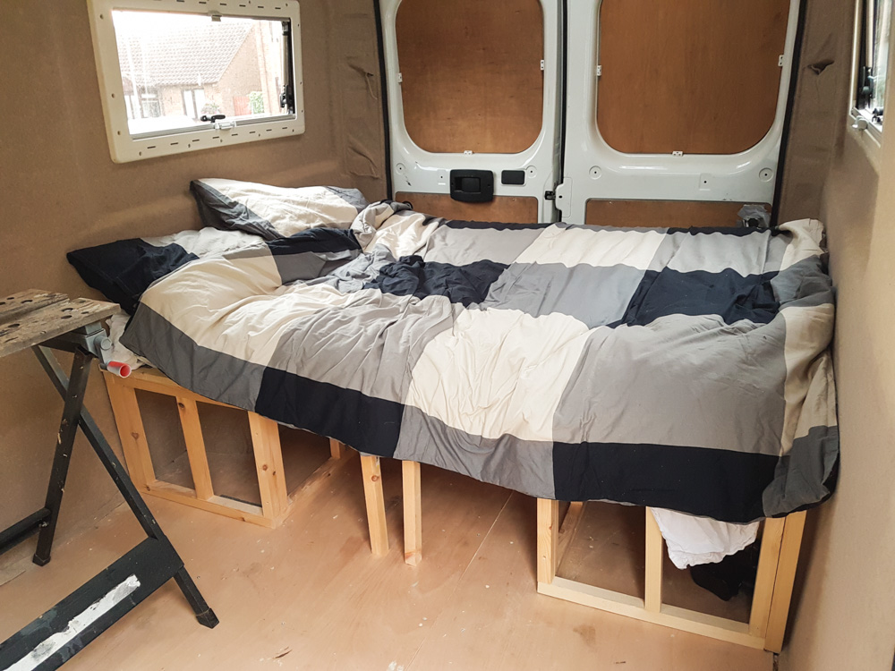 Bed frame for camper deals van