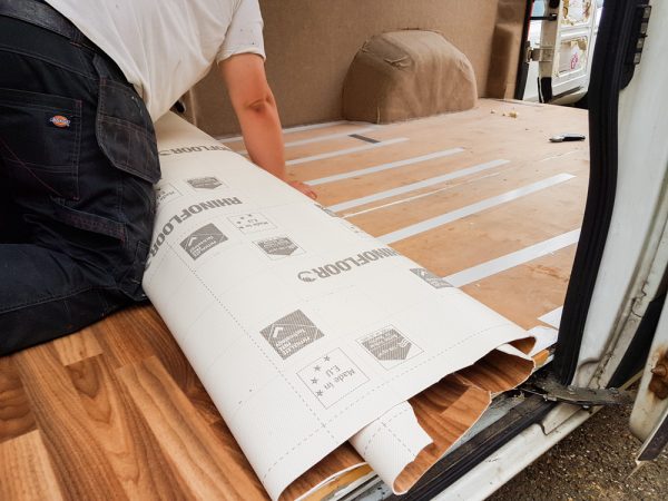 Van Conversion – Installing Vinyl Flooring – Adventures in a Camper