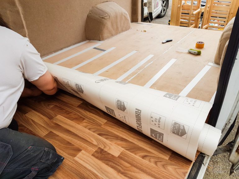 Van Conversion Installing Vinyl Flooring Adventures in a Camper